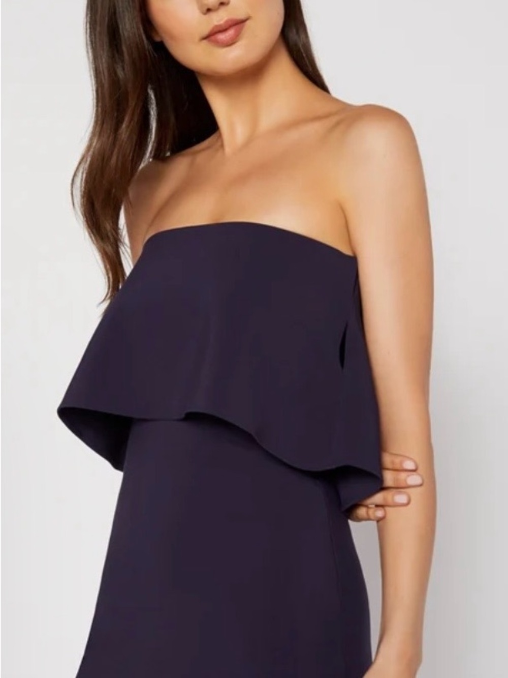 NWT LIKELY  Driggs Sheath Dress Navy Off Shoulder Foldover Midi Cocktail - Picture 2 of 15